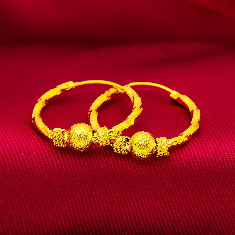 Gold Color Lucky Beads Earrings For Wome Wedding Birthday Ear Charms Fine Jewelry Gifts