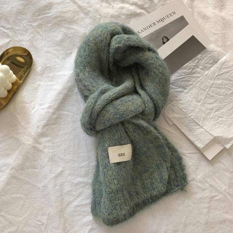 Fashion Pure Color Winter Warm Kniited Scarf for Women Korean Style Neckercheif Girls Skinny Cashmere Scarfs For Women