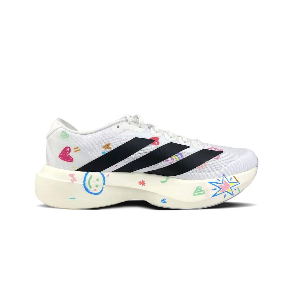 adidas Adizero Evo SL Slip Resistant Abrasion Resistant Low Top Marathon Training Race Running Shoes Men's White Pink JH6206(Team478-)