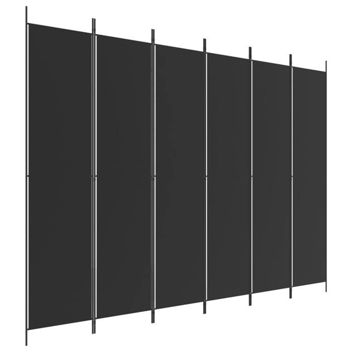 VidaXL Cloison de Séparation 6 Panneaux Séparateur de Pièce Pliable Diviseur Écran d'Intimité Paravent Décoration Salon Noir 350209