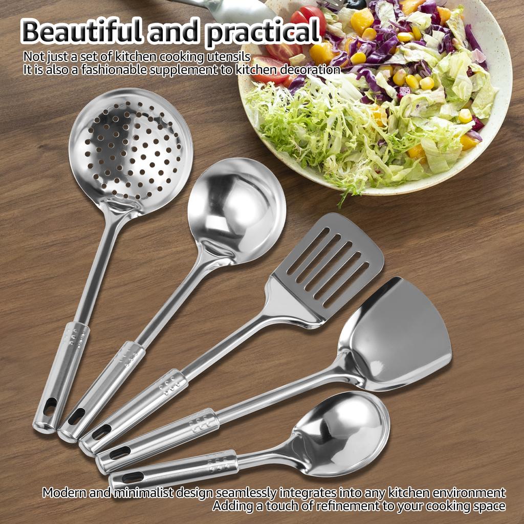 6/5Pcs Kitchen Spatula Pancakes Shovel Omelette Spatula Turner for Eggs Fish Pancake Stainless Steel Cooking Utensils Set