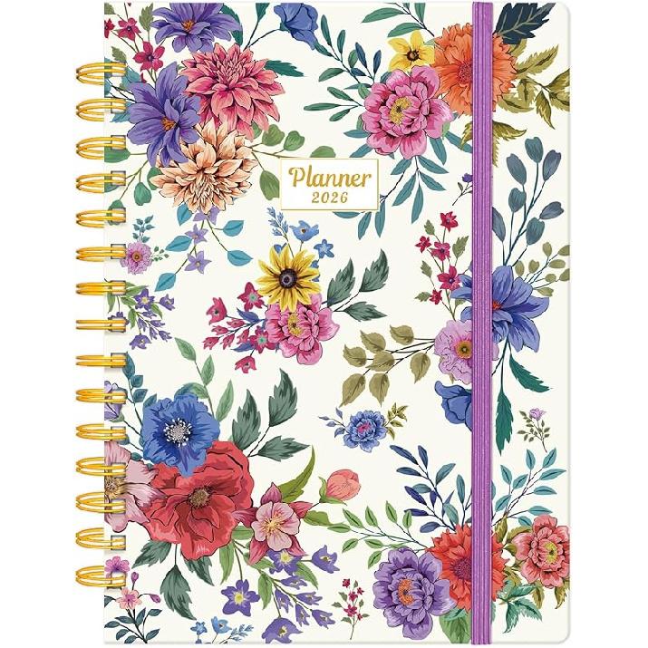 Planner 2026-Weekly and Monthly, Calendar Planner from Jan.2026-Dec.2026, 2026 Planner for Women, AIMPEAK Daily Planner with Monthly Tabs, Hard 26-White-Floral