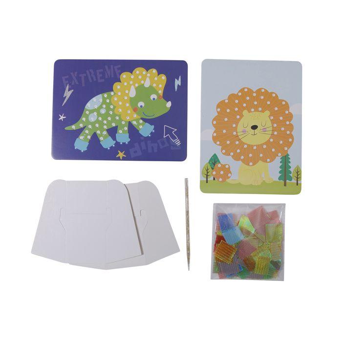 Kreatives Leinwand-Set Stoff Löwe und Dinosaurier 2 Stück