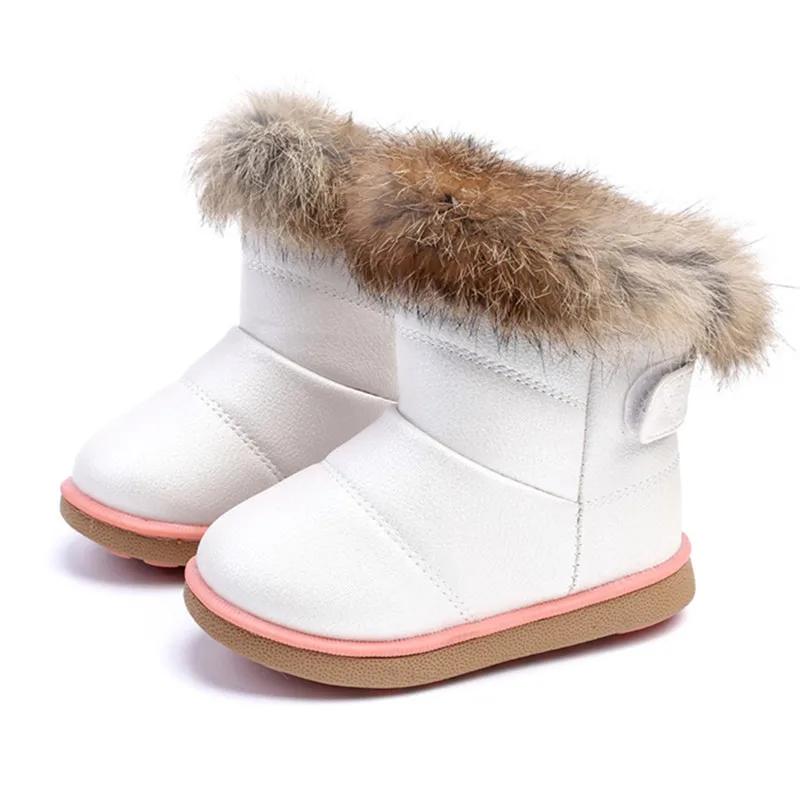 

Children Princess Shoes Winter Girls Fuzzy Snow Cotton Boots Kids Soft Bottom Non Slip High Top Casual Outdoor Warm Boots 21 белый