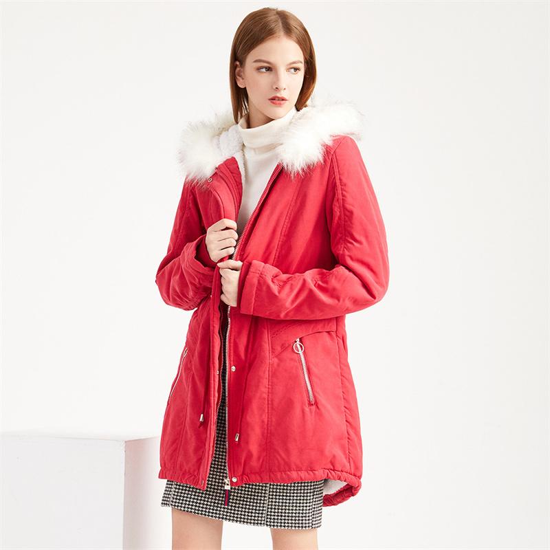 Cappotto di Cotone da Donna alla Moda Lunghezza Media con Cappuccio Invernale Caldo Plus Cappotto in Pile Cappotto di Cotone
