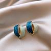 Korean Arc Cross Enamel Stud Earrings for Women Geometric Jewelry Party Accessories