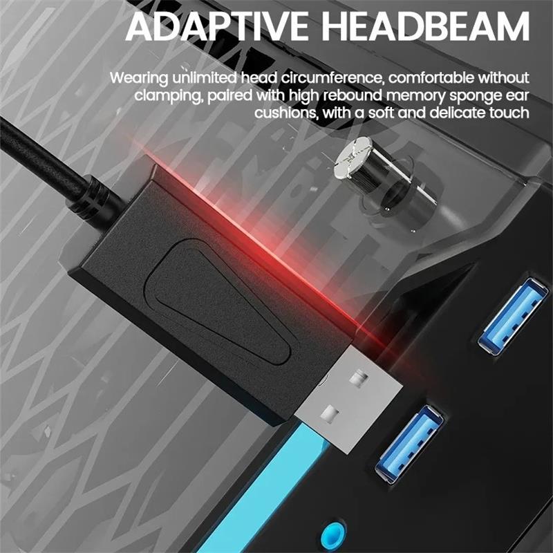 Căști Originale Lenovo E03 cu Fir, cu Lumină RGB, cu Microfon, Mufă USB, Difuzoare Imersive de 50mm, Sunet 7.1 HD, Reducere Zgomot Apel, Căști Gaming Over-Ear