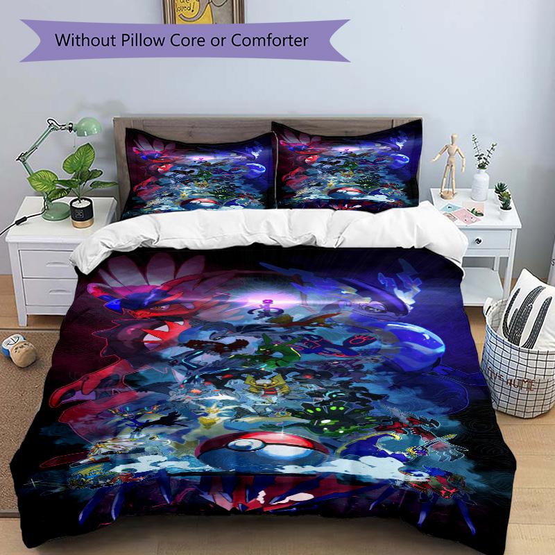 Pokmon Epic Battle Print 3Pcs Bedding Setduvet Cover With 2 Bedropillowcase Home Birthday Gift