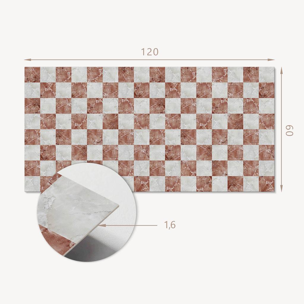 Aesthetic Vinyl Wall Covering with Print 120x60 Cm Marble Checkerboard Pattern