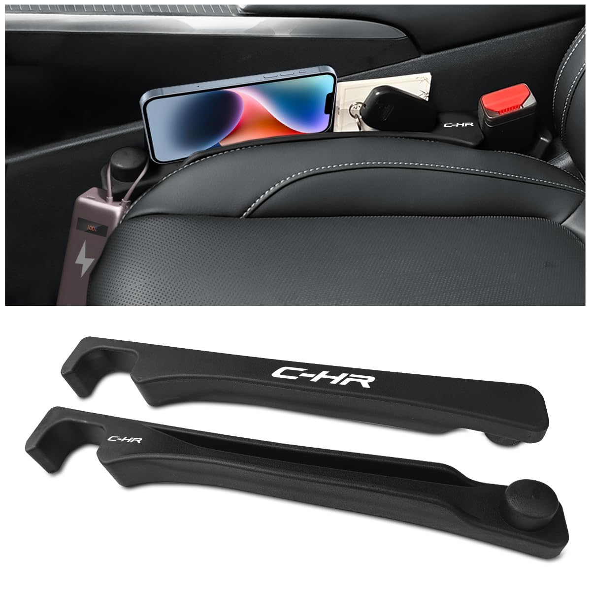 

Gap Filler Seat Side for NGX50 with Symmetrical Logo Organizer for Item Drop Hanging Driver and Passenger Interior Set of 2 [Double-Sided - C-HR] чёрный