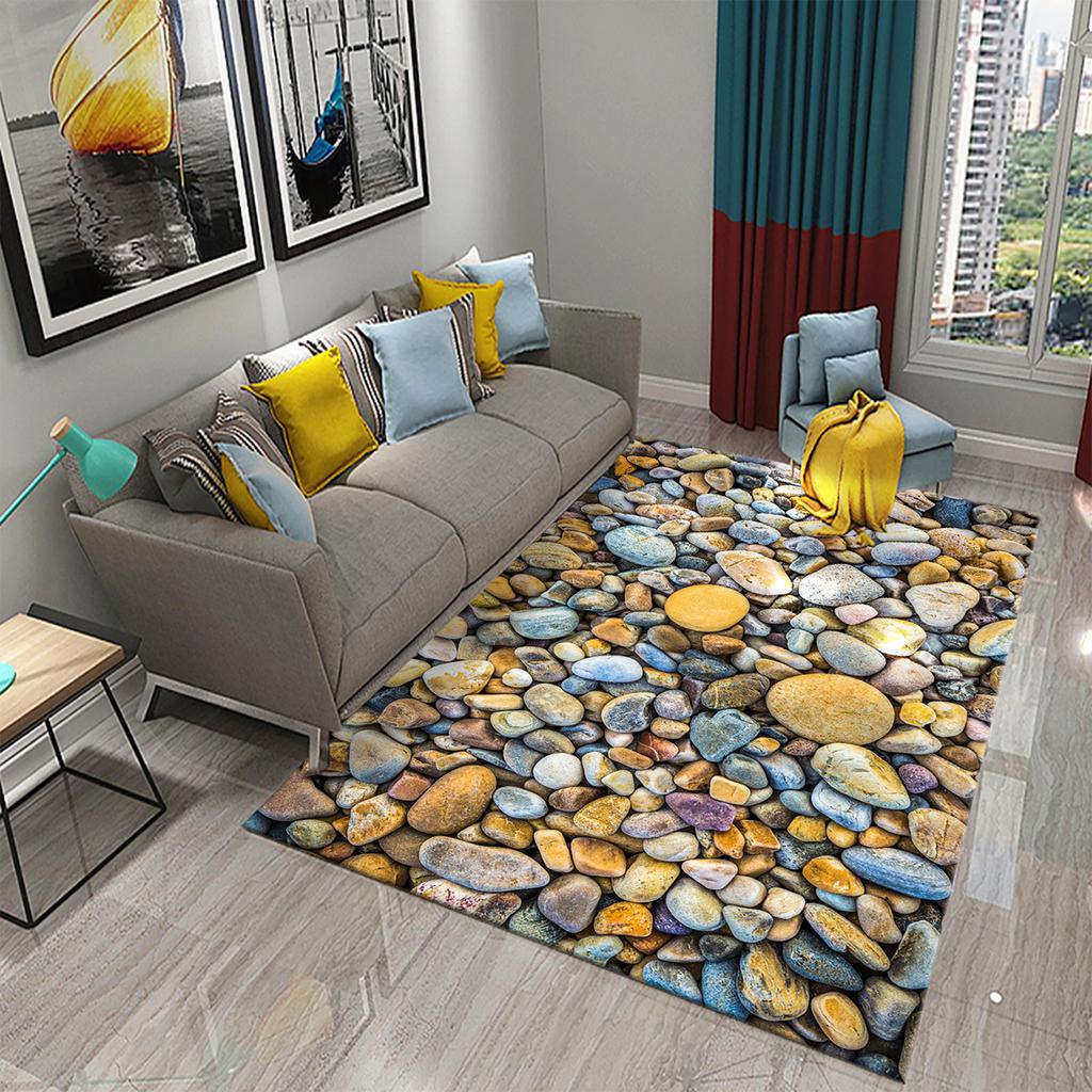 3D Simple Stone Carpets for Kitchen Bathroom Living Room Bedroom Teenager Room Decoration Carpet Entrance Anti-slip Area Mats