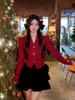 Korean Style Petite Red Christmas Sweater Coat - Women's Short Knit Cardigan for Spring and Autumn