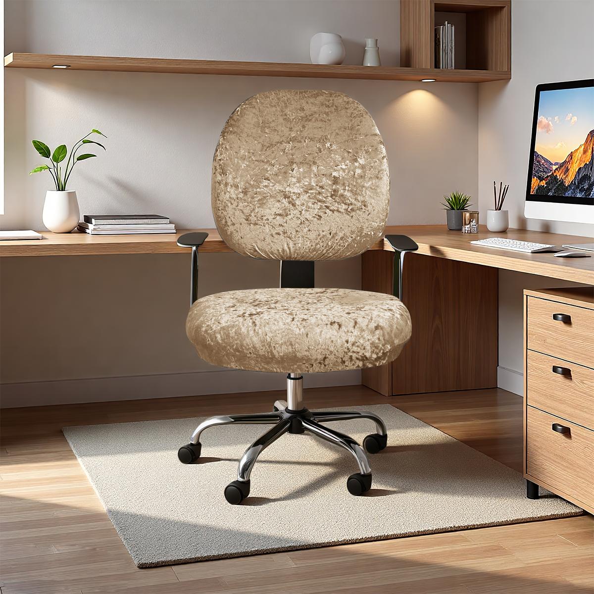 

1pc Modern Style Golden Diamond Velvet Split-body Chair Cover, Warm Chair Covers for Office Chair, Armchair, Cushion Cover one size