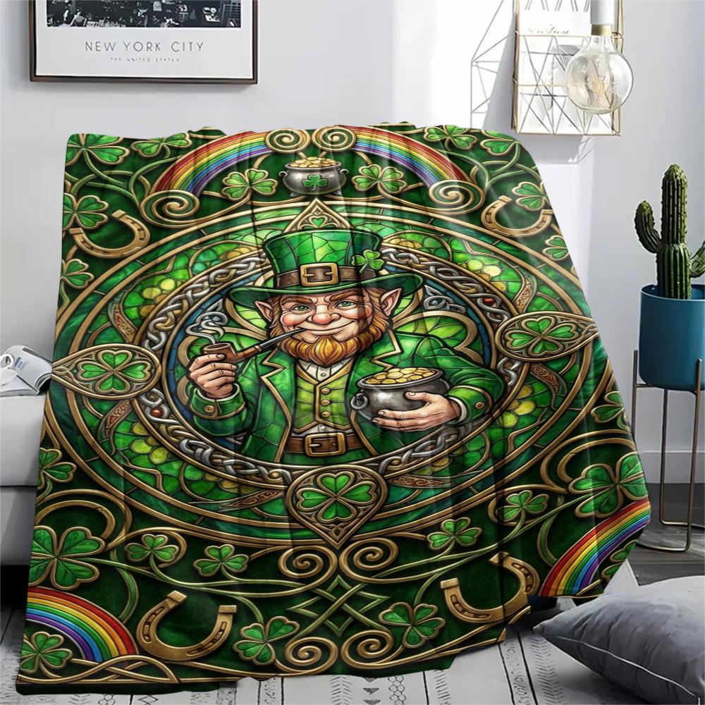 1 Stück St. Patrick's Day Motiv Flanelldecke, Hohe Qualität, Bequem für alle Jahreszeiten, Heimdekoration, Wärme und Komfort, Perfekt für Weihnachtsgeschenke W71