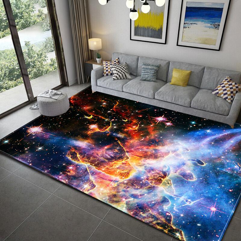 3D Galaxy Space Print Carpet Living Room Home Decor Bedroom Bedside Rug Kitchen Bathroom Anti-Slip Floor Mat Hallway Doormat
