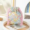 Women Drawstring Cosmetic Bag Floral Makeup Bag Travel Portable Toiletry Beauty Case Storage Make Up Organizer Bag