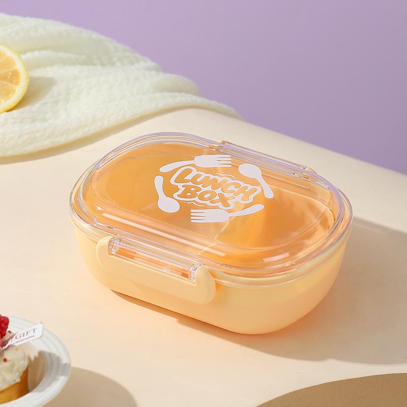 Compact Student Double/Single Layer Plastic Lunch Box with Lid - Portable Bento for Office Workers, Fruit, or Salads.