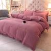 4pcs/set European-style Simple and Modern Solid Color Embroidered Quilt Bedding Bed Skirt Set Bedding Set Comfortable Soft Four-piece Set