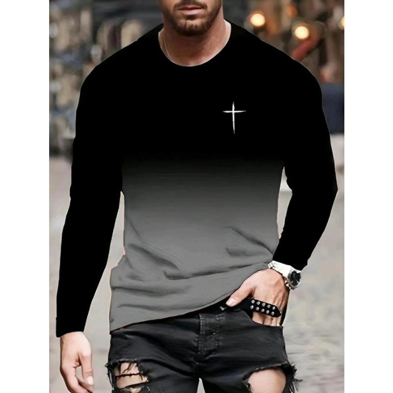 Men's Long Sleeve Round Neck T-Shirt Fashion 3D Printing