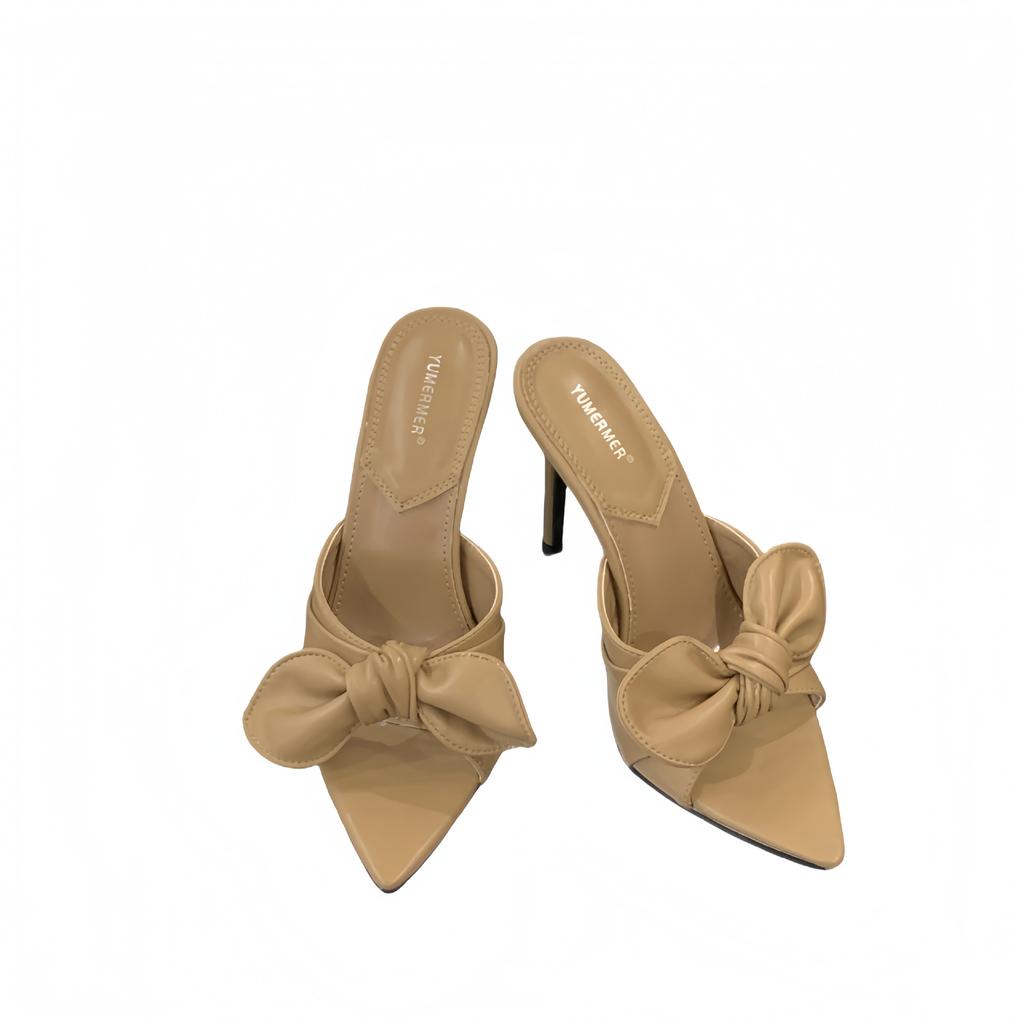 2025 Europe, America and Europe Butterfly Pointed Head Sexy Stiletto Slippers Large Size 10CM