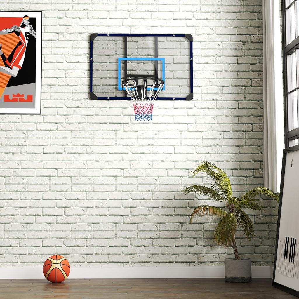 Basketballkorb, Universelle Wandhalterung, Reißfestes Netz, Rostfreier Stahlrahmen, 113 x 61 x 73 cm