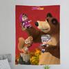 Cartoon MMasha And The BBears DIY Wall Tapestry Hippie Flower Wall Carpets Dorm Decor Wall Art Decor