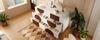 Chest of Drawers with 6 Drawers & Curved Design In White, Chocolate-Colored Wood Strips, Sliding Drawers & Anti-Tip Protection, 121x71x41 Cm (W/H/D)