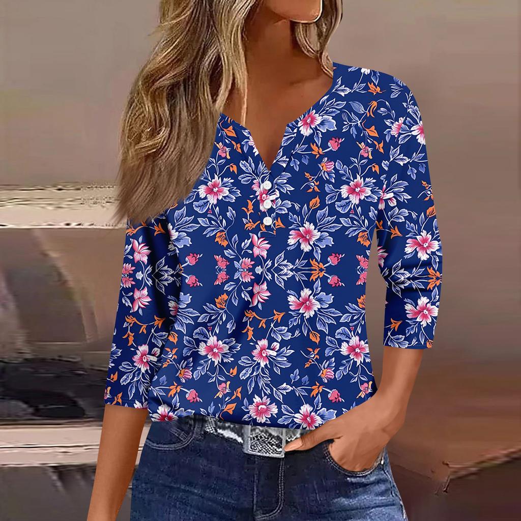 Damen 3/4-Ärmel Shirts Grafik-T-Shirts Shirts Lässige Basic-Tops Pullover