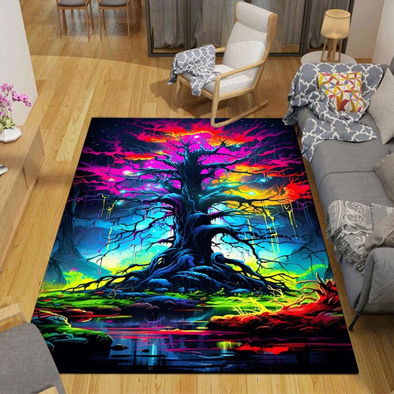 1pc Tree of Life Print, Design Indoor Area Rug - Soft, Anti-Slip, and Durable Gaming Room Decor for Bedroom, Living Room
