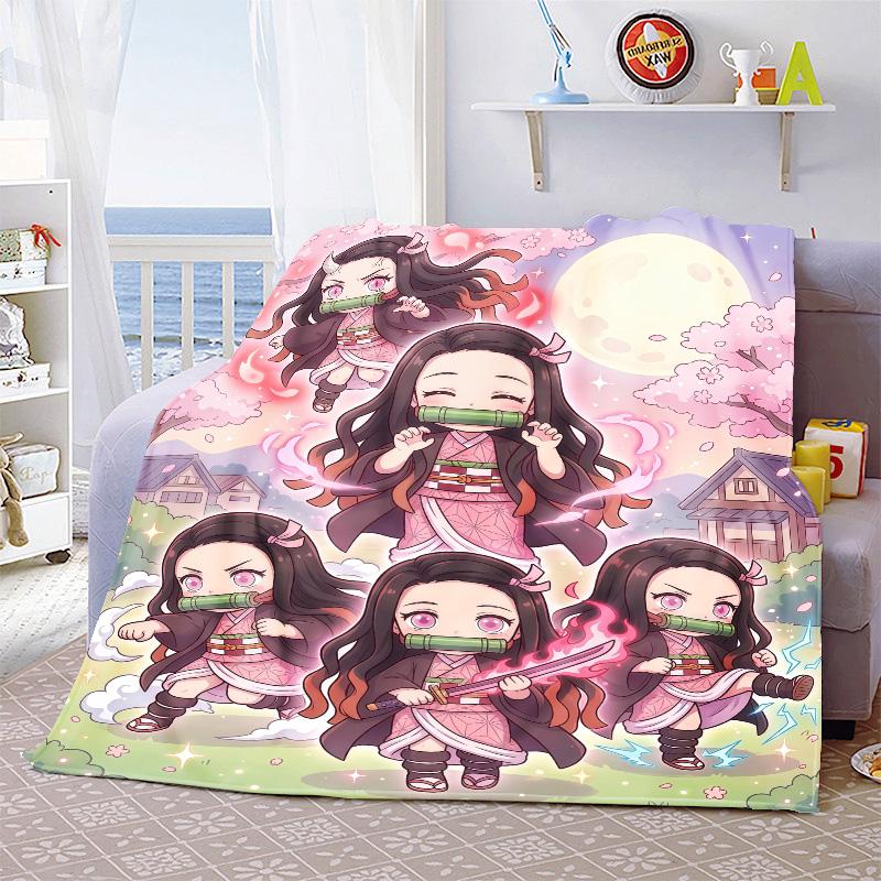 Nezuko Kamado Weiche Warme Flanelldecke Überwurf Gemütliche Leichte Decke für Bett Sofa Heimdekoration -QJY