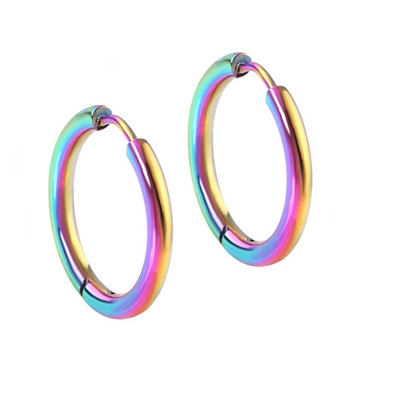 

Unisex Titanium Steel Hoop Earrings 8-20mm Multi-color Hypoallergenic 20mm різнокольоровий