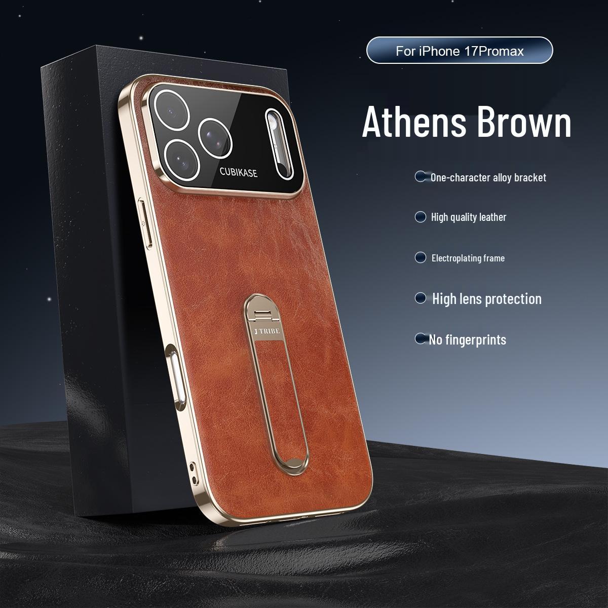 

iPhone 17 Electroplated Leather Case with Stand for Apple 16 Pro Max 17 Pro