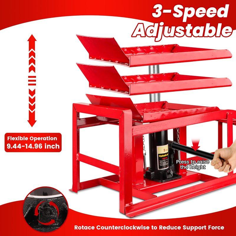 2-Piece Hydraulic Car Ramps, 5T Capacity, Adjustable Height for Home Garage Vehicle Repair and Oil Changes