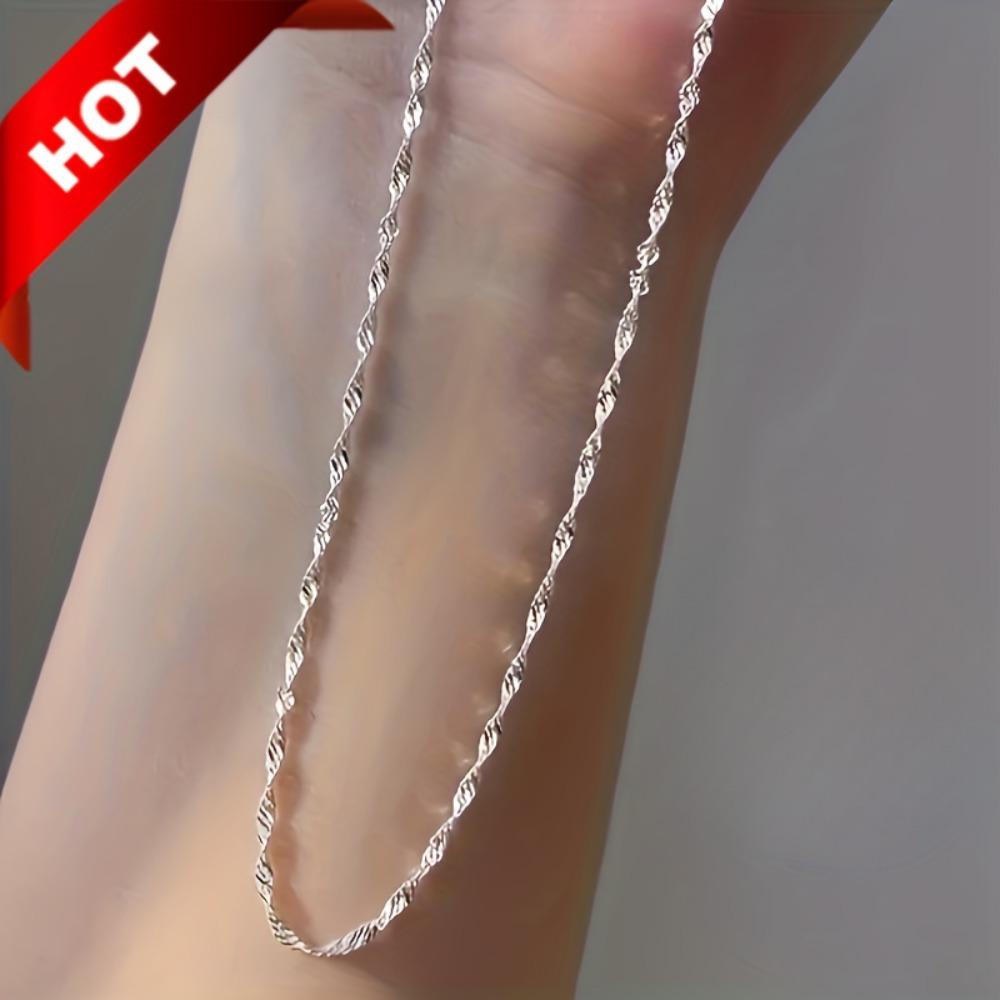 

Цепочка дизайна «водная волна», серебряная цепочка-ожерелье с застежкой-лобстером, подходит для вечеринки, банкета и свадебного украшения.