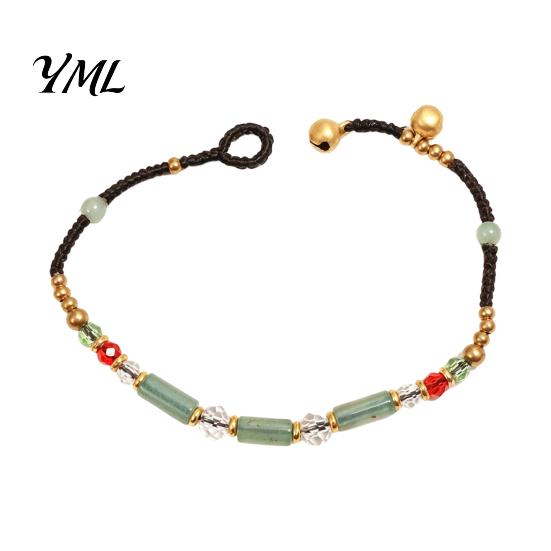 Lightweight Vacation Wrist Jewelry Bohemian Bracelet for Women, Handmade Bamboo Joint Beaded Adjustable Slide Buckle Wristband Stackable Bracelet,