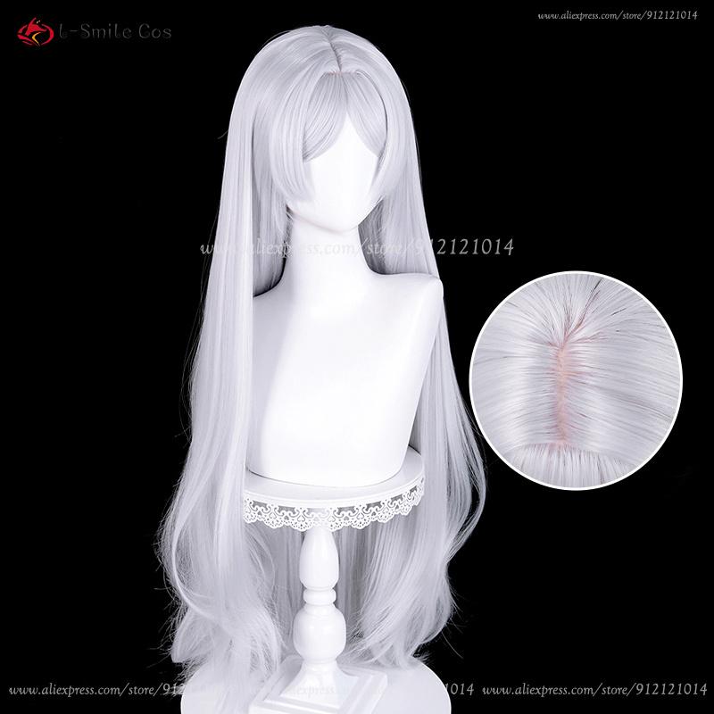 Parrucca Cosplay Frierenn 95cm Argento Bianco Resistente al Calore Capelli Sintetici Per Costumi da Donna Parrucca Cosplay Anime Halloween