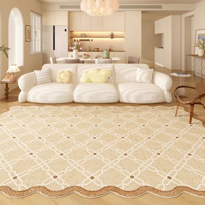 Irregular Shapes Carpets for Living Room Thick Anti-slip Lounge Mat Fluffy Soft Study Rug Cream Style Bedroom Decor Plush Carpet