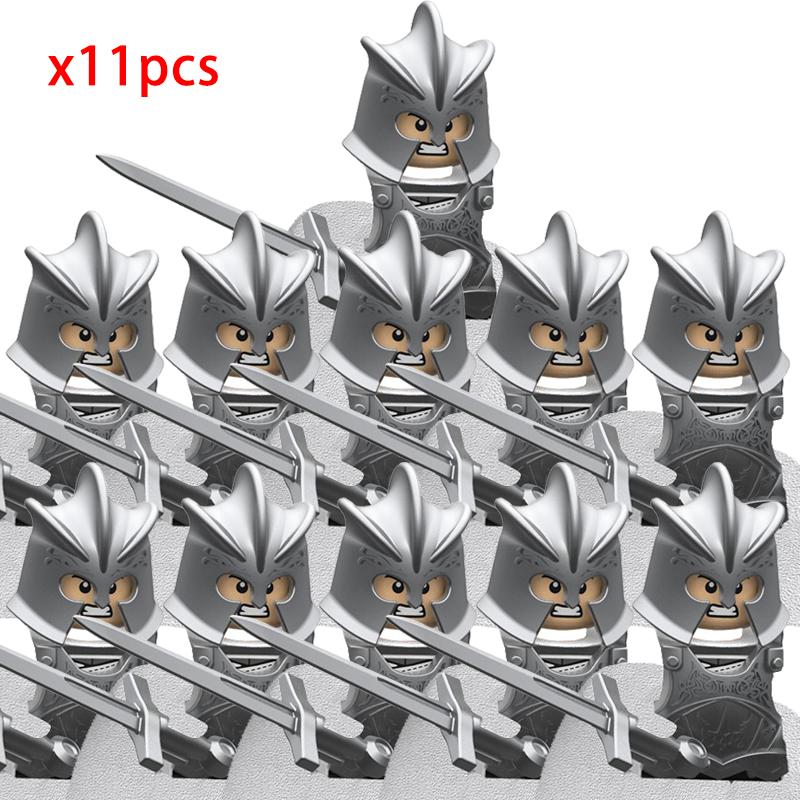 MOC Creative Medieval Game Valley Kinghts Ailin Guard Figures Warrior Armored Soldiers Army Weapons Helmet Blocks Bricks Toys