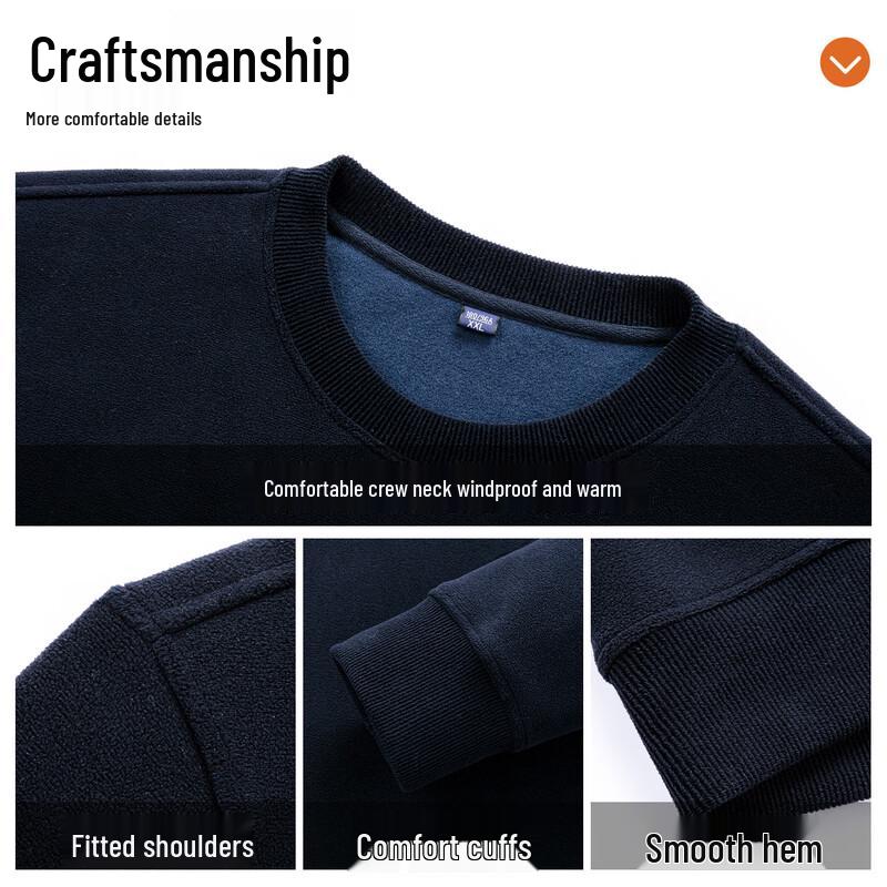 ROMON Men's Fleece-Lined Wool Blend Sweatshirt