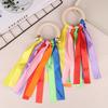 Colorful Ribbon Dance Props Rainbow Silk Wooden Ring Bells Hand-Shaken Bells For Kindergartens