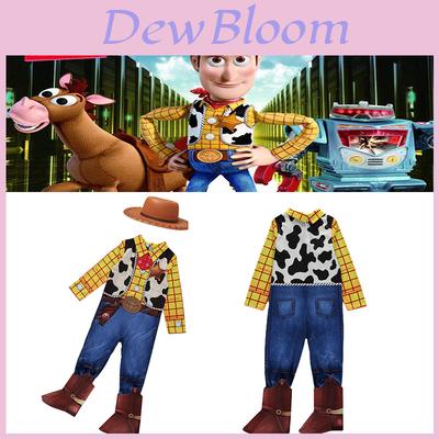Kids Toy Story Cowboy Woody Bodysuit Cosplay Costume With Hat And Scarf
