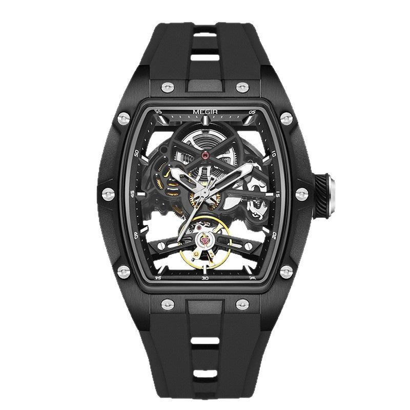 Men's transparent fashion watch barrel-shaped fully automatic trend luminous waterproof mechanical watch