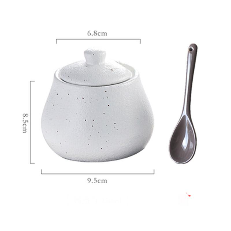

Japanese-style Ceramic Seasoning Pot Household Creative Kitchen Oil Salt Sugar Monosodium Glutamate Condiment Box Oil Pourer