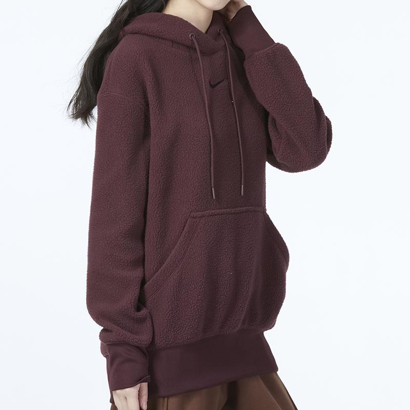 Nike Sweatshirts Women's Burgundy Hooded Moderate Regular DQ6841-652