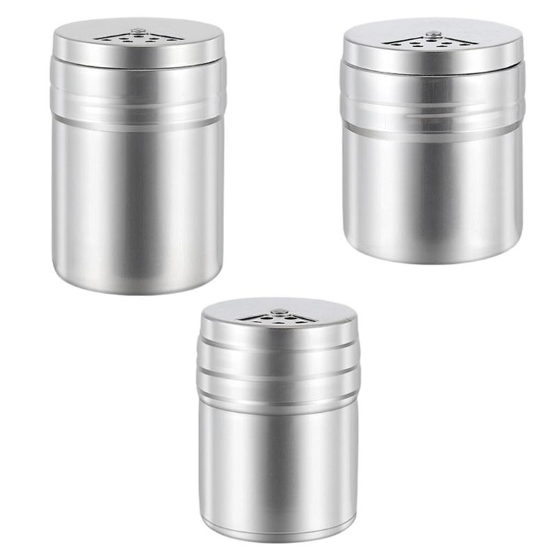 3Pieces Nonrust Steel Spices Storage Bottles Keep Spices Freshness Different Size Fashion Look Simple Maintenance for Home