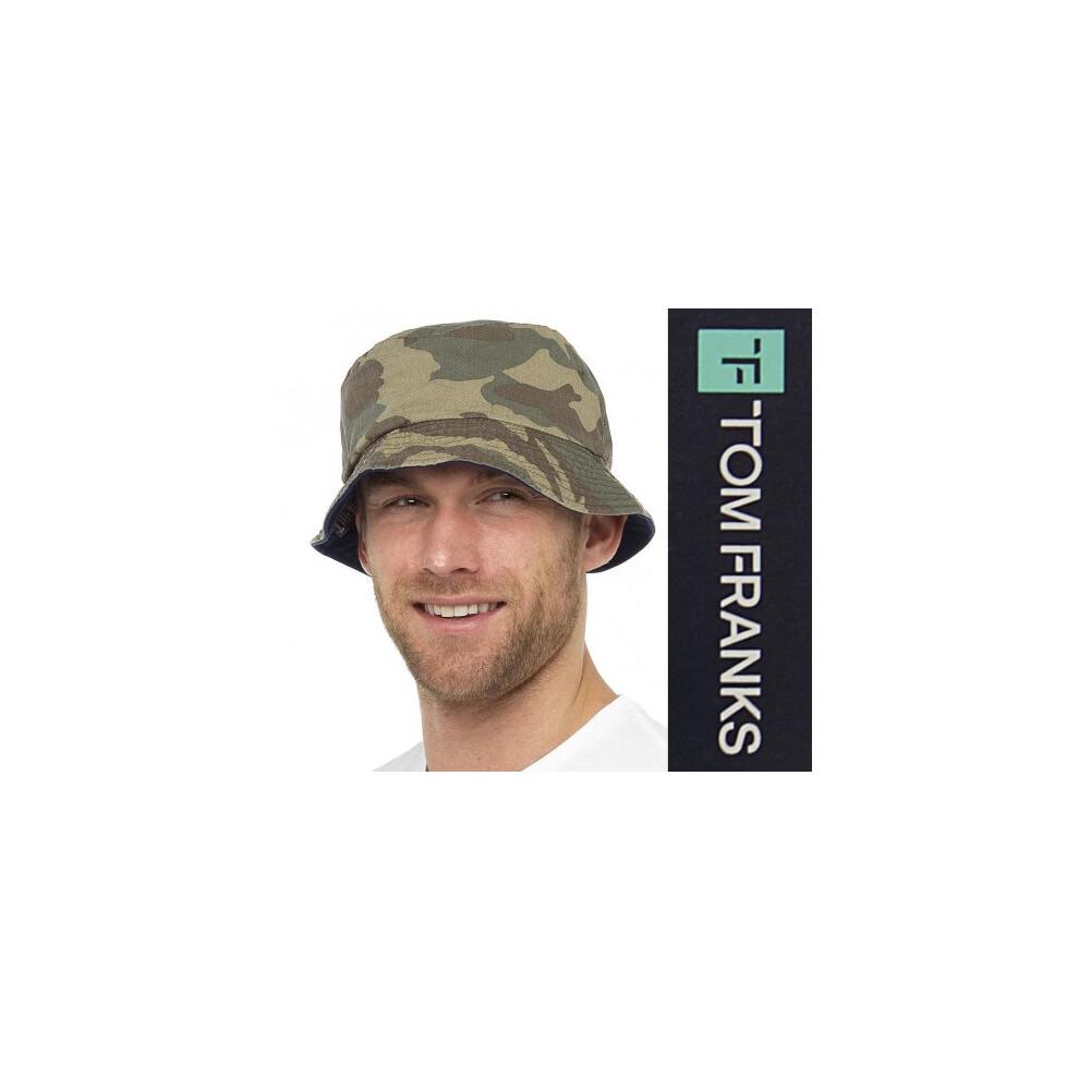 (Camo Greens, M) Tom Franks Mens Reversible Cotton Bucket Sun Hat