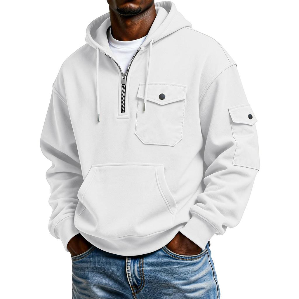Men's Solid Color Sweatshirt Hoodie Men's Sports Large Size Casual Sweatshirt