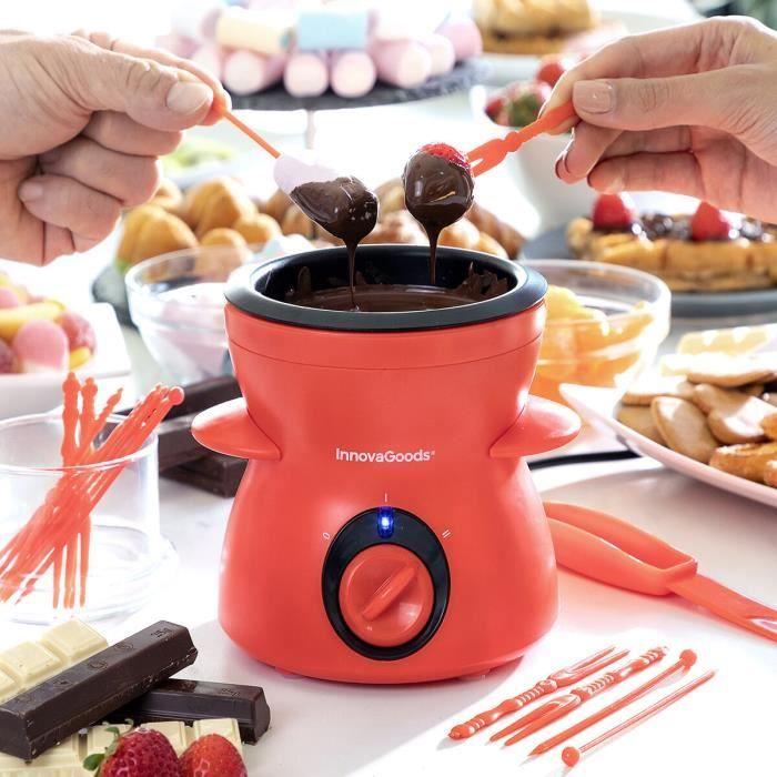 Fondue au Chocolat INNOVAGOODS - Température Réglable - Accessoires Inclus - Rouge - 300 ml