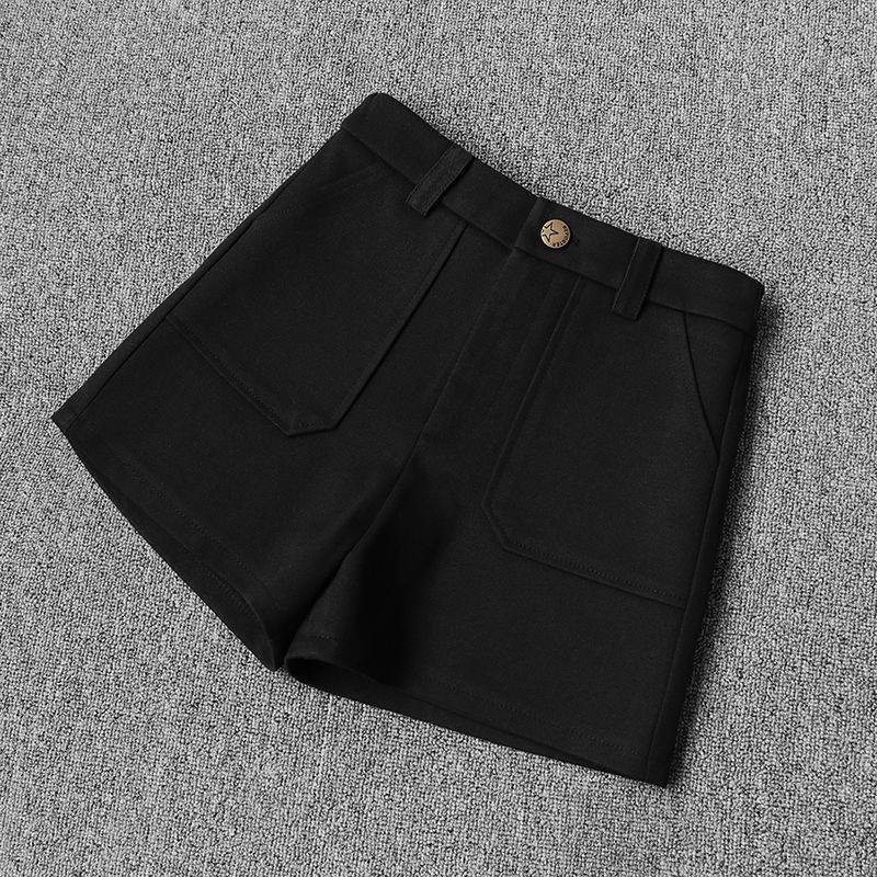 Women's High Waist A-line Wool Shorts, 2025 Autumn/Winter - Slimming, Wide-leg, Versatile Elastic Waist