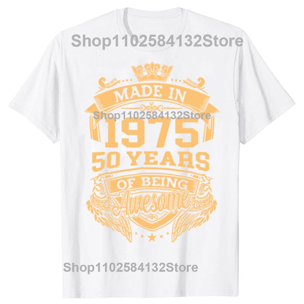 50-årsdagspresenter Män Kvinnor 50 År Gammal Vintage 1975 Party T-shirt Kvinnor Män Kläder Streetwear Grafiska T-shirts Toppar